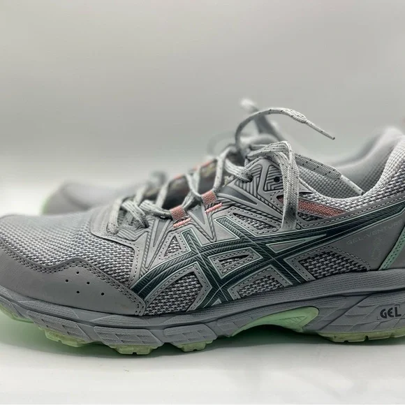 Asics Women's Athletic Shoes in Light Gray with Mint and Coral Accents - Picture 2 of 7